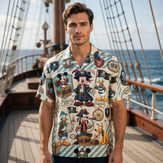 Pirate Treasure Crew Mouse & Friends Premium Hawaiian Shirt - HWVKFMRNQ
