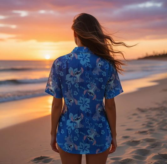 Tropical Floral Premium Hawaiian Shirt - Blue Alien - HWW1HAG001
