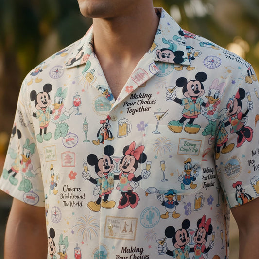 Drink Around The World Hawaiian Shirt - Mouse Cheers Vacation - HWWKM8DJB