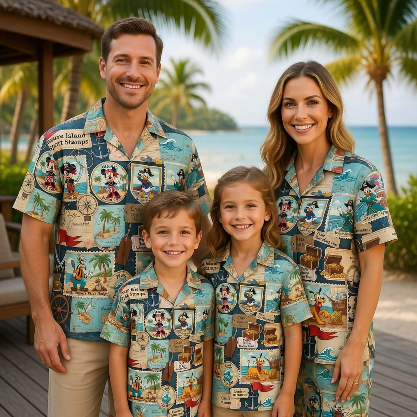 Pirate Hawaiian Shirt - Treasure Island Passport Stamp Art - HWXRXETE6