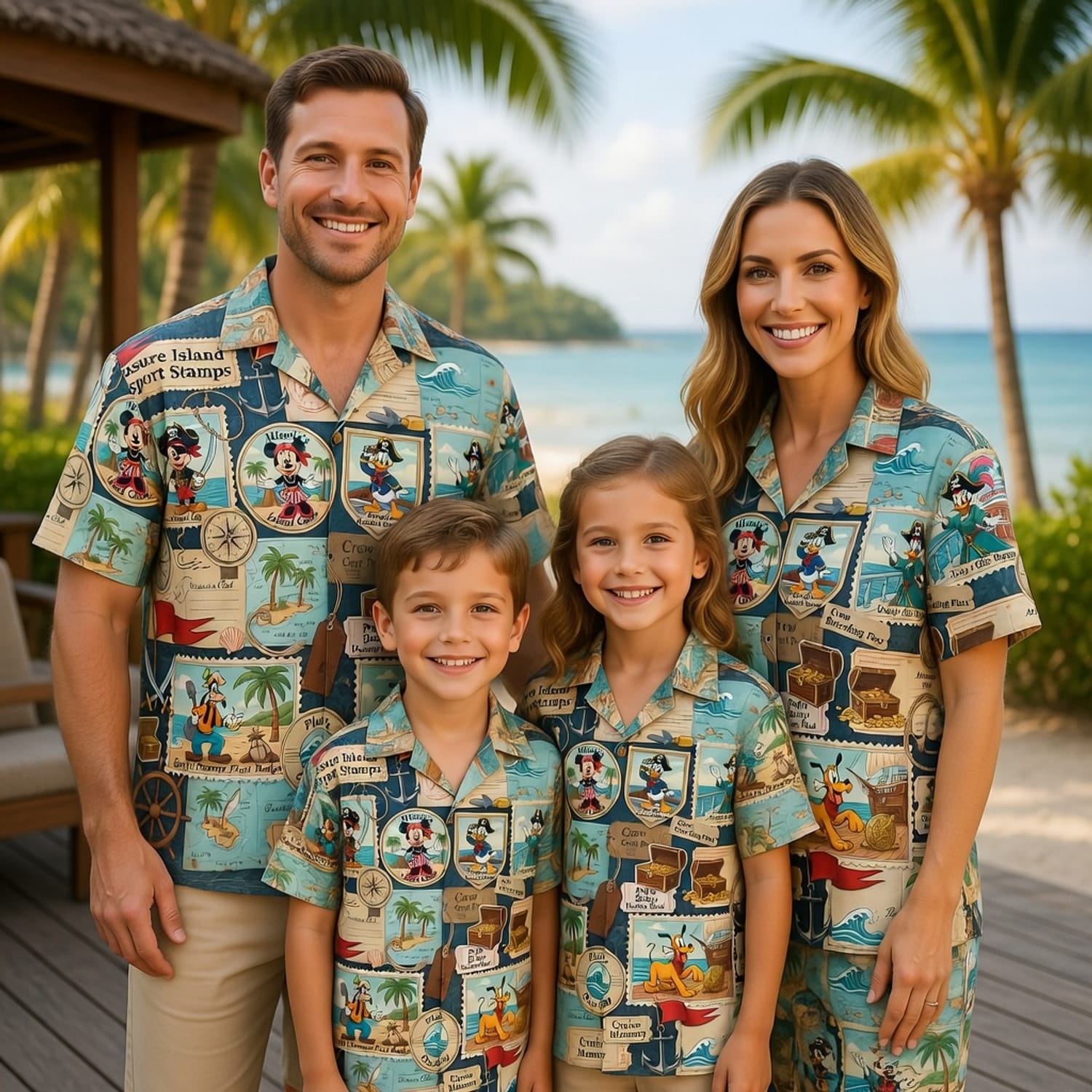Pirate Hawaiian Shirt - Treasure Island Passport Stamp Art - HWXRXETE6