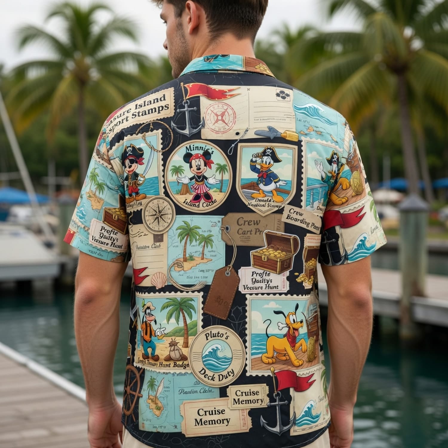 Pirate Hawaiian Shirt - Treasure Island Passport Stamp Art - HWXRXETE6