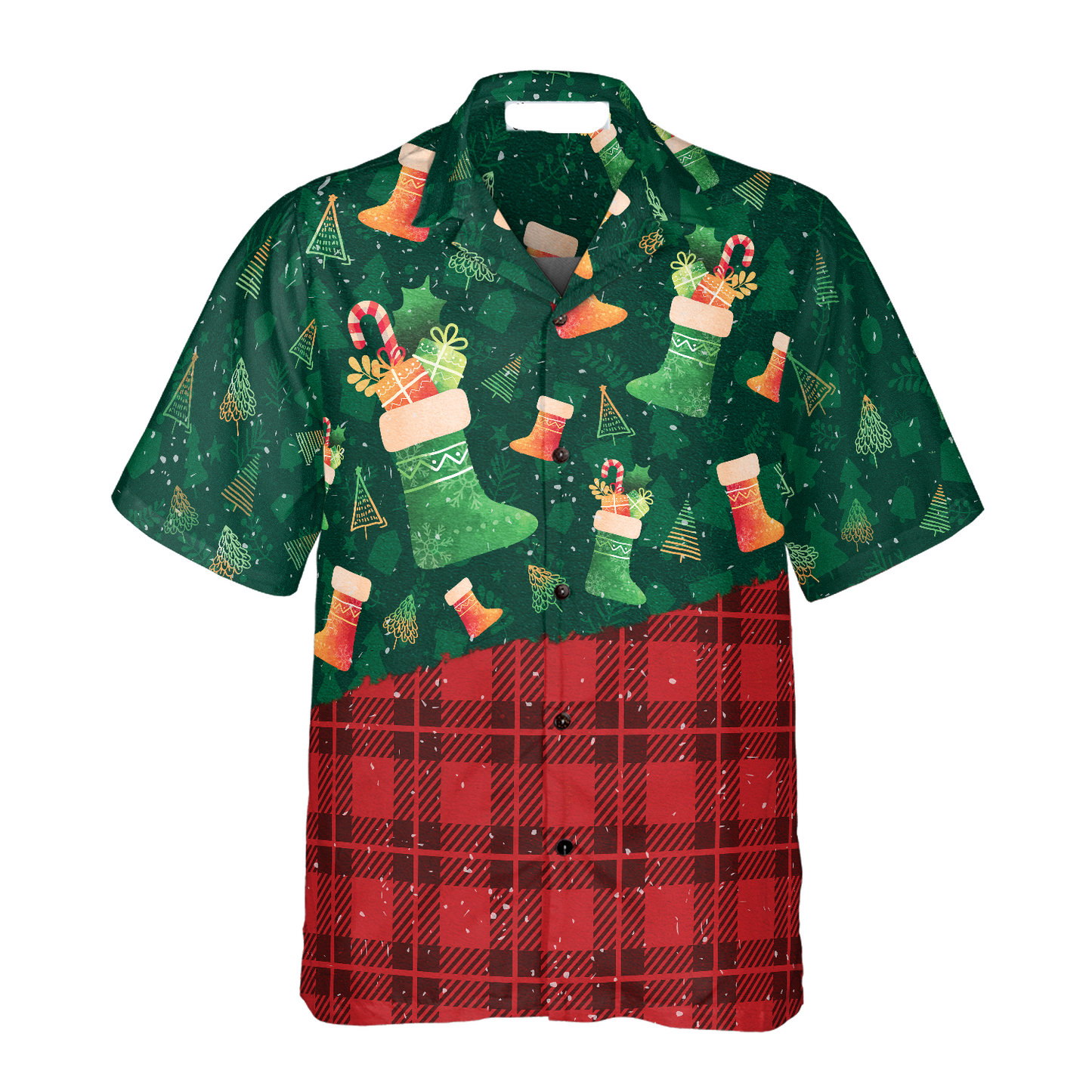 NoClaws Christmas Hawaii Shirt Christmas Socks Gifts Pattern Hawaiian Shirt Red Green Unisex