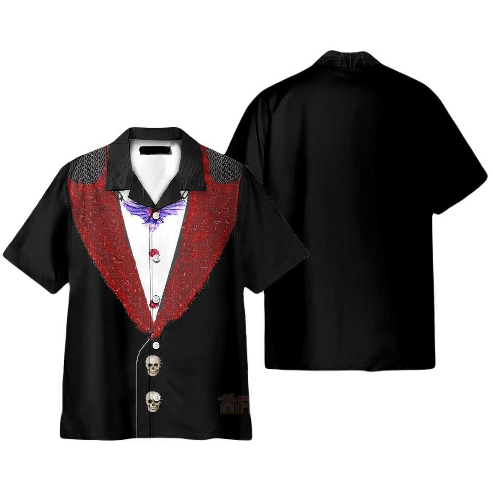 NoClaws Halloween Hawaii Shirt Halloween Vampire Suit Costume Hawaiian Shirt Black Red Unisex