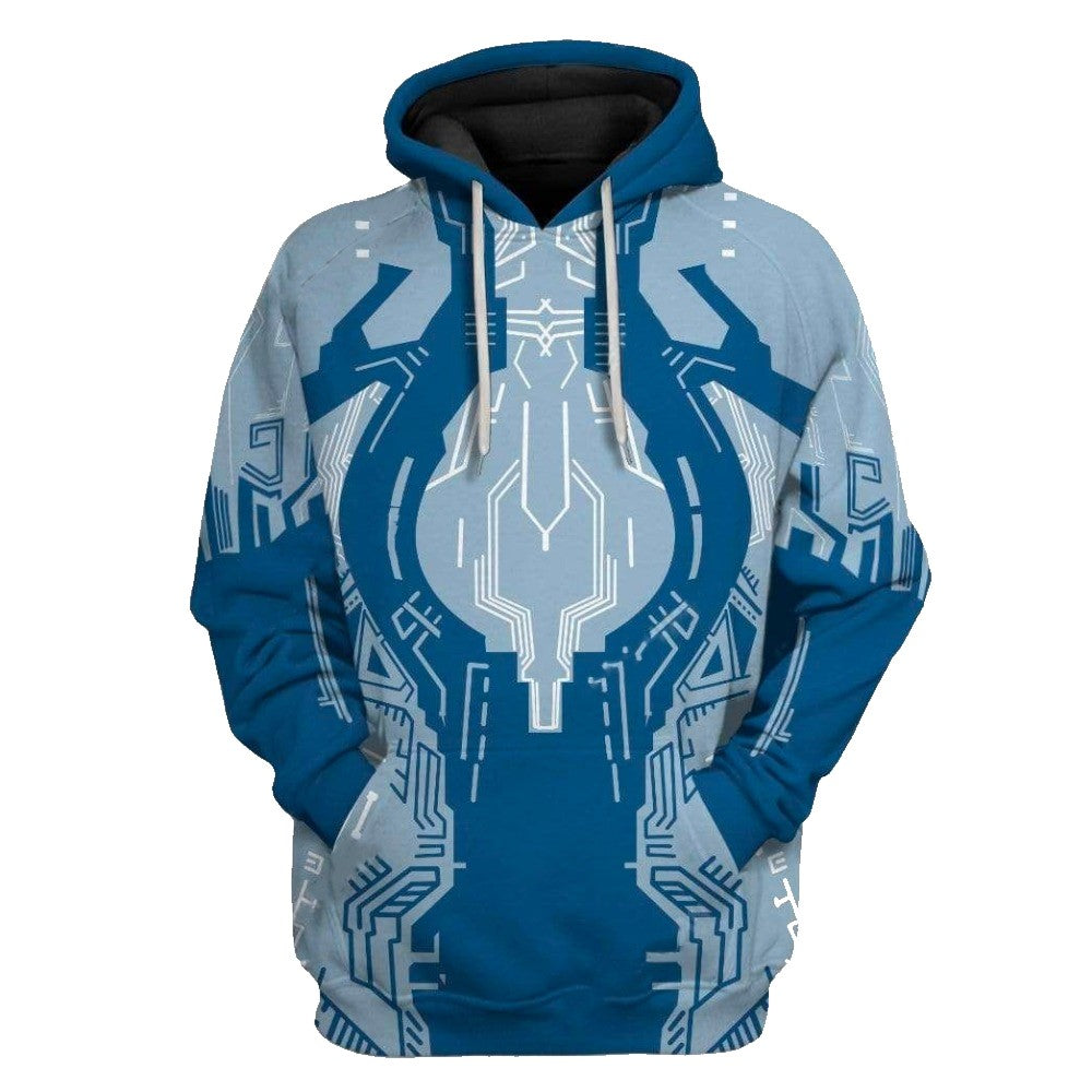 Halo Hoodie Halo 4 Cortana Costume T-shirt Blue Unisex