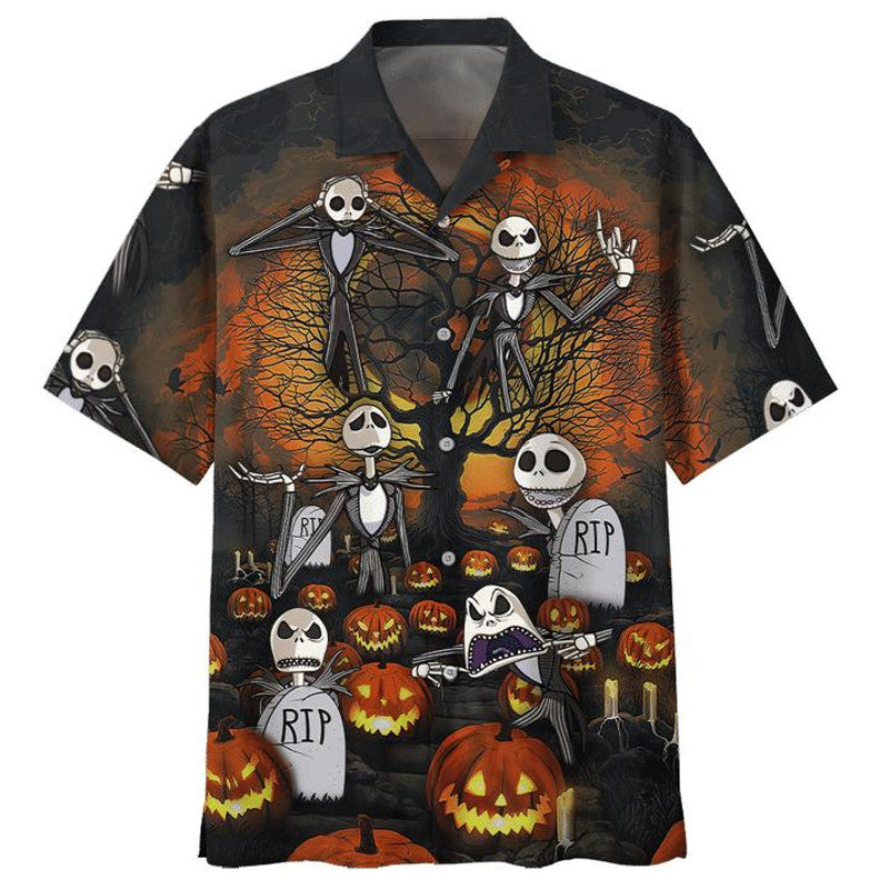 NoClaws The Nightmare Before Christmas Hawaii Shirt Jack Skellington Graveyard Aloha Shirt Black Unisex