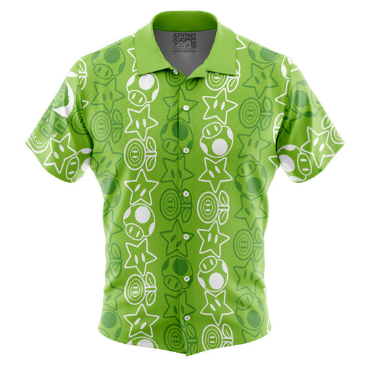 Holiday Getup Luigi Super Mario Bros Button Up Hawaiian Shirt