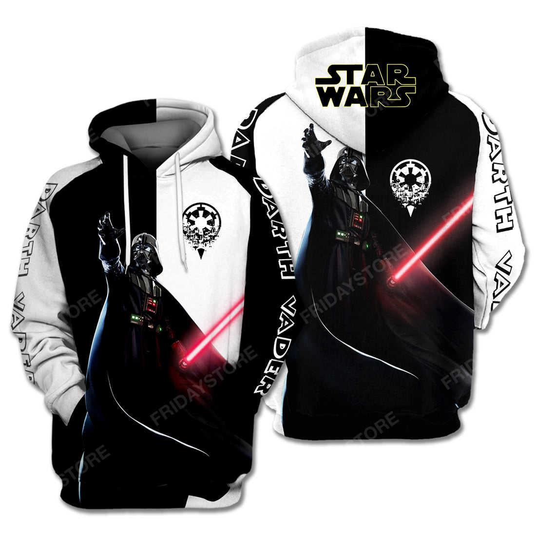 SW Hoodie SW Darth Vader Galactic Empire Symbol Black White Hoodie Apparel