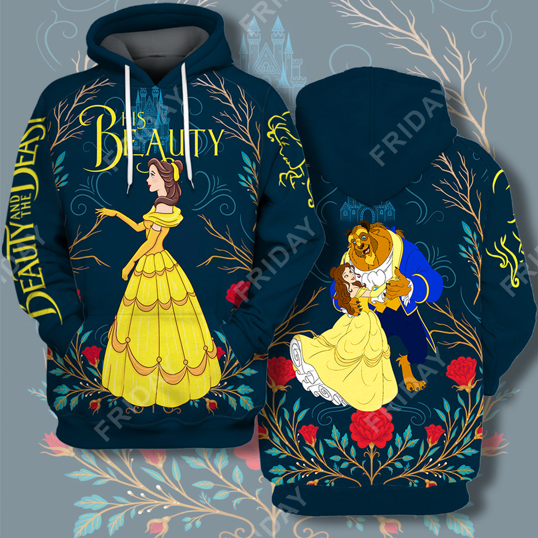 DN T-shirt Beauty & The Beast His Beauty Couple 3D Print T-shirt Awesome DN Beauty & The Beast Hoodie Sweater Tank