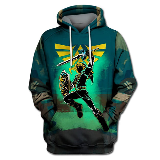 Legend Of Zelda Shirt Link Using Swordmaster Shield Silhouette T-shirt Legend Of Zelda Hoodie