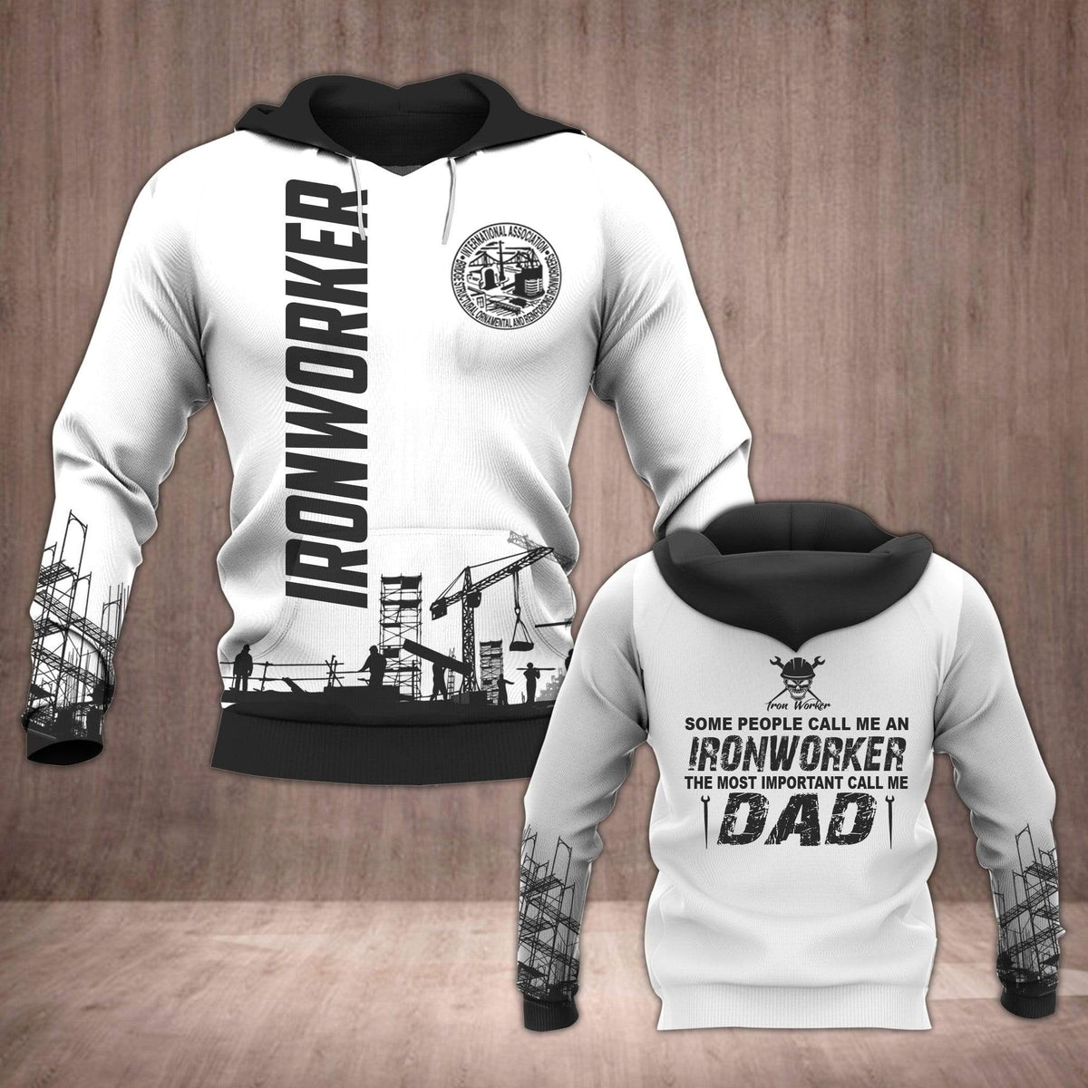Gifury Father Ironworker Hoodie Father Apparel Father's Day Gift Ironworker Dad White Hoodie 2022