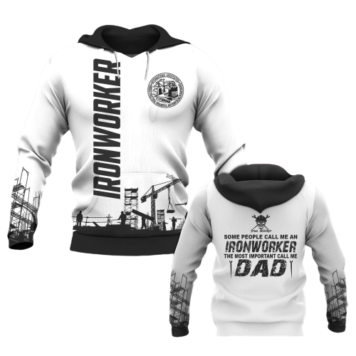 Gifury Father Ironworker Hoodie Father Apparel Father's Day Gift Ironworker Dad White Hoodie 2023