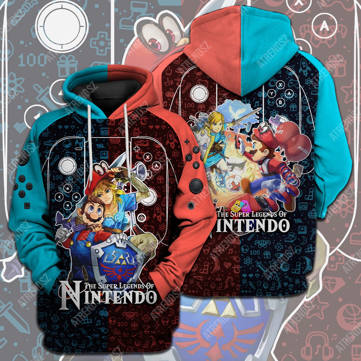 Legend Of Zelda Mario T-shirt Crossover Nintendo Link Mario T-shirt Legend Of Zelda Hoodie