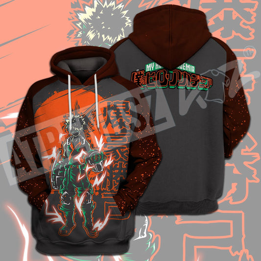My Hero Academia T-shirt Bakugo Orange Grey My Hero Academia Logo T-shirt Hoodie