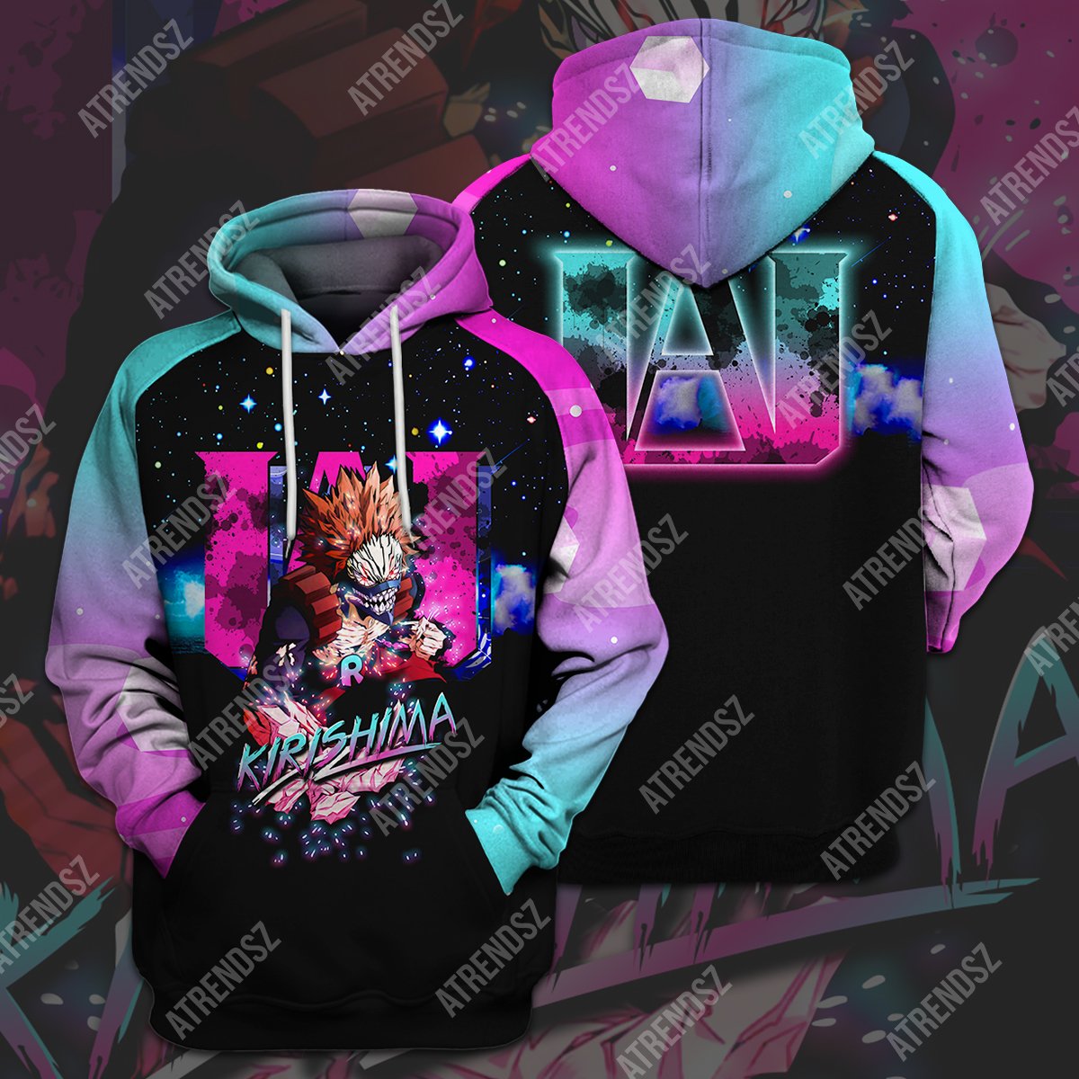 My Hero Academia T-shirt Kirishima Eijirou Blue Black Pink My Hero Academia Logo T-shirt Hoodie