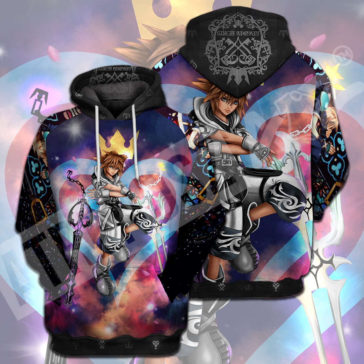 Kingdom Hearts T-shirt Sora Black White Suit Kingdom Heart Logo T-shirt Hoodie