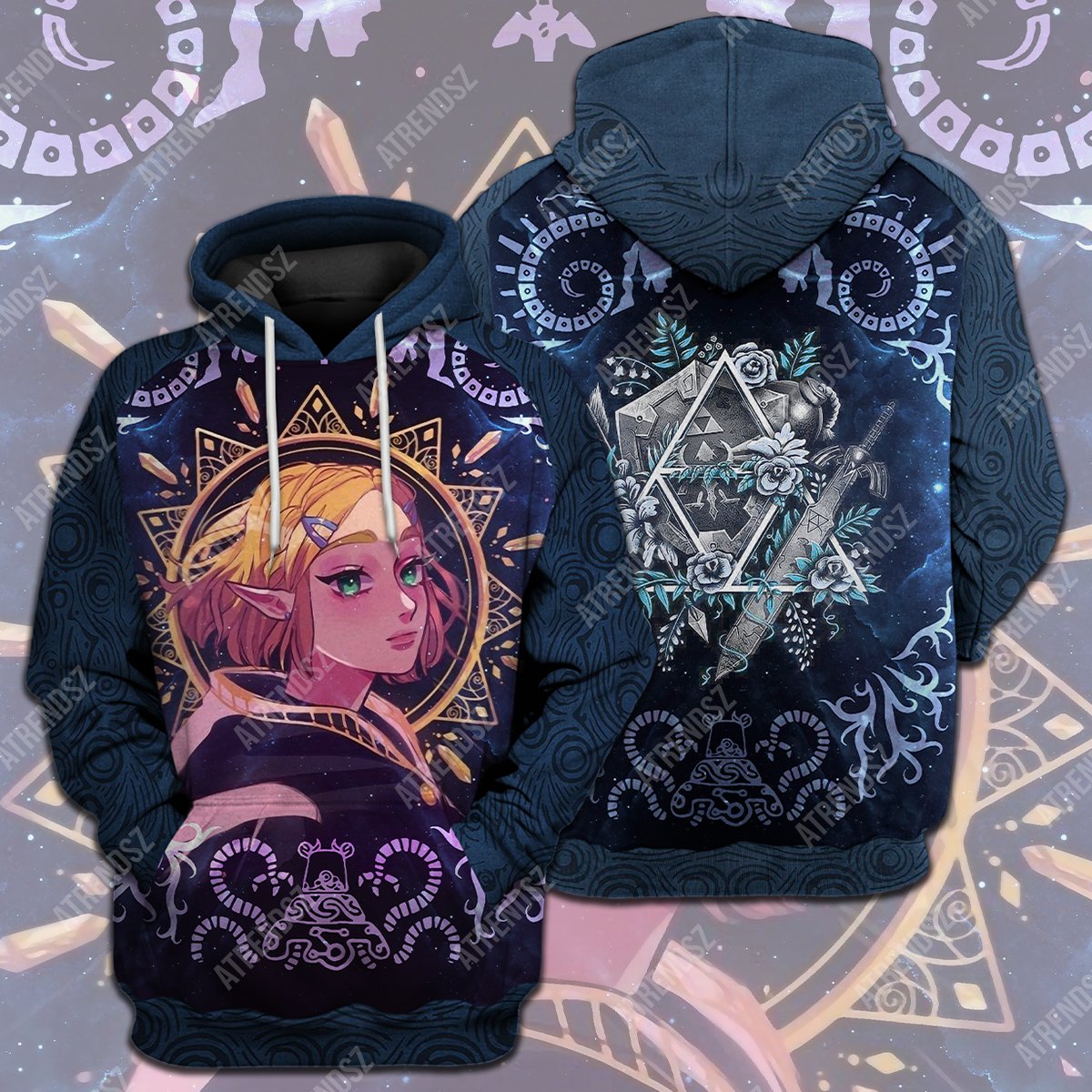 Legend Of Zelda Shirt Zelda Triforce Symbol Mandala Pattern T-Shirt Legend Of Zelda Hoodie