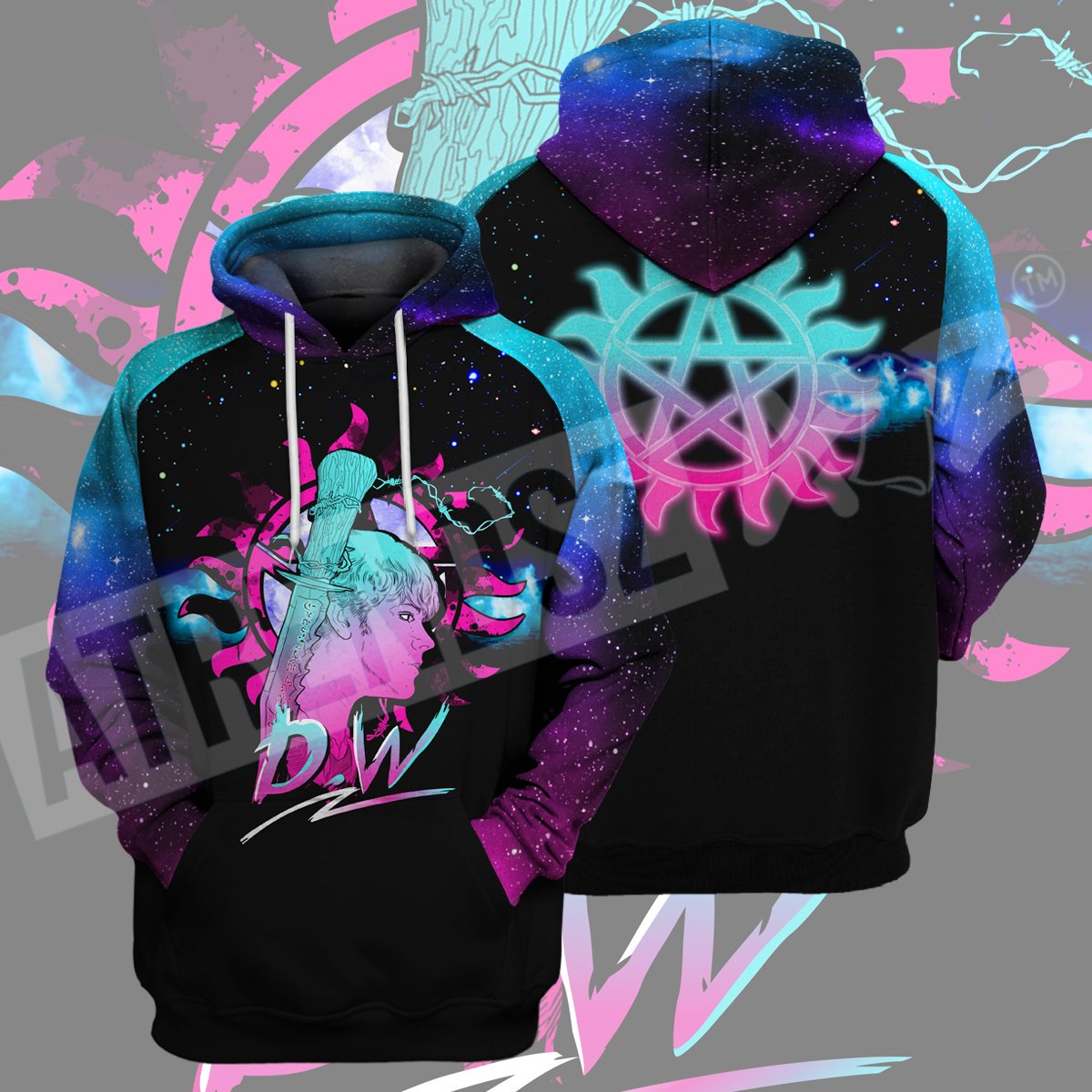 Supernatural T-shirt Dean Winchester Blue Purple Galaxy T-shirt Hoodie