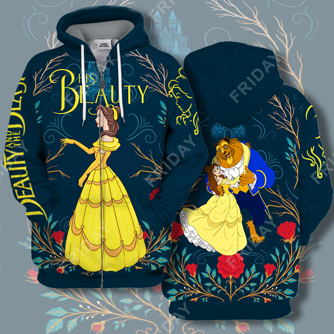 DN T-shirt Beauty & The Beast His Beauty Couple 3D Print T-shirt Awesome DN Beauty & The Beast Hoodie Sweater Tank