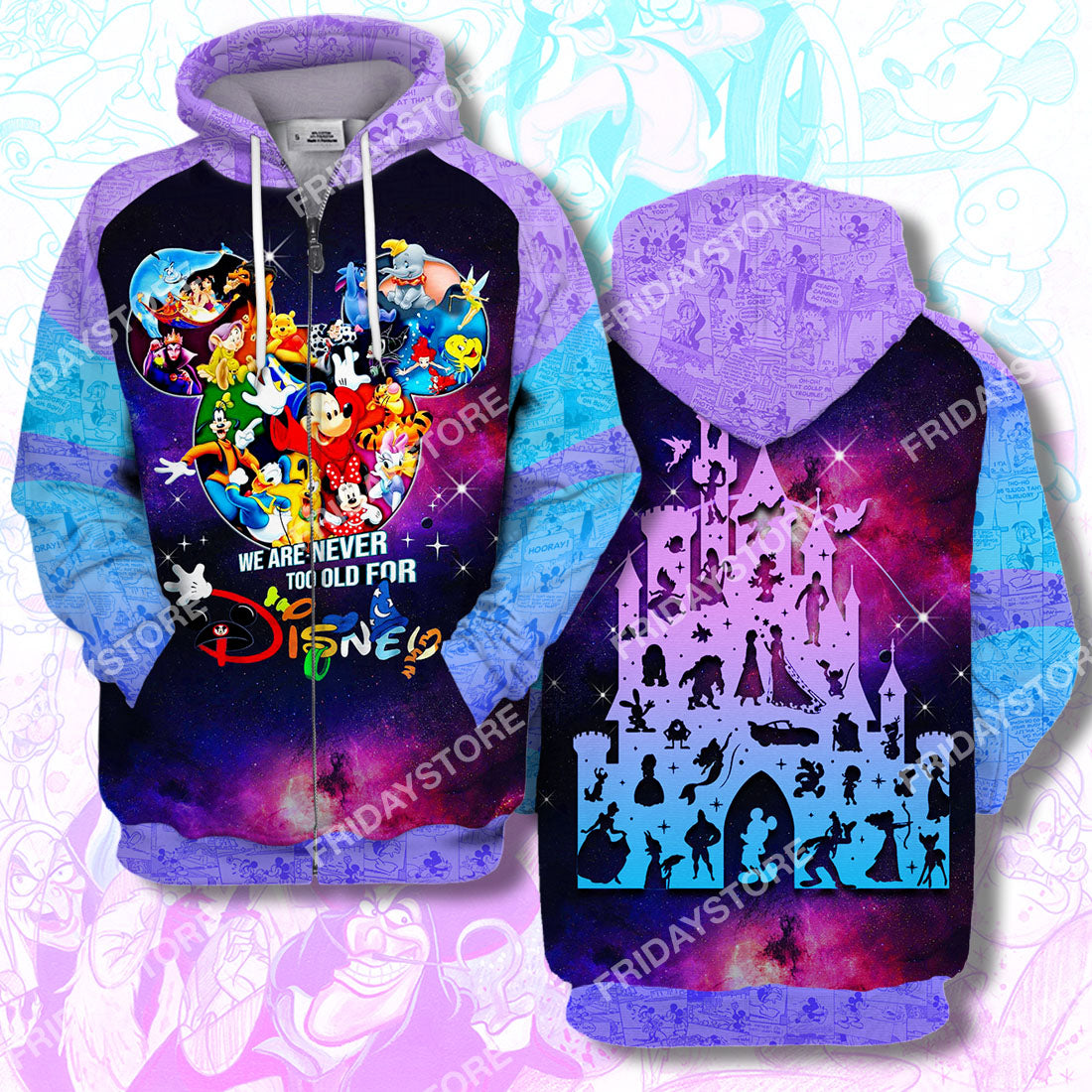 DN T-shirt We Are Never Too Old For Disney T-shirt Awesome High Quality DN Hoodie Sweater Tank