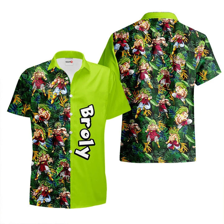Dragon Ball Hawaii Shirt Dragon Ball Broly Tropical Pattern Hawaiian Shirt Green Unisex
