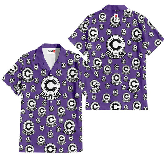 Dragon Ball Hawaii Shirt Capsule Corp Symbols Dragon Ball Hawaiian Shirt Purple Unisex