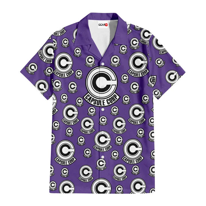 Dragon Ball Hawaii Shirt Capsule Corp Symbols Dragon Ball Hawaiian Shirt Purple Unisex