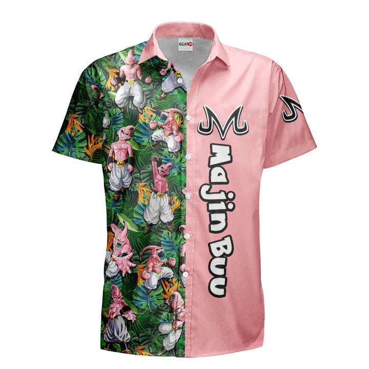 Dragon Ball Hawaii Shirt Dragon Ball Majin Buu Tropical Pattern Hawaiian Shirt Pink Green Unisex