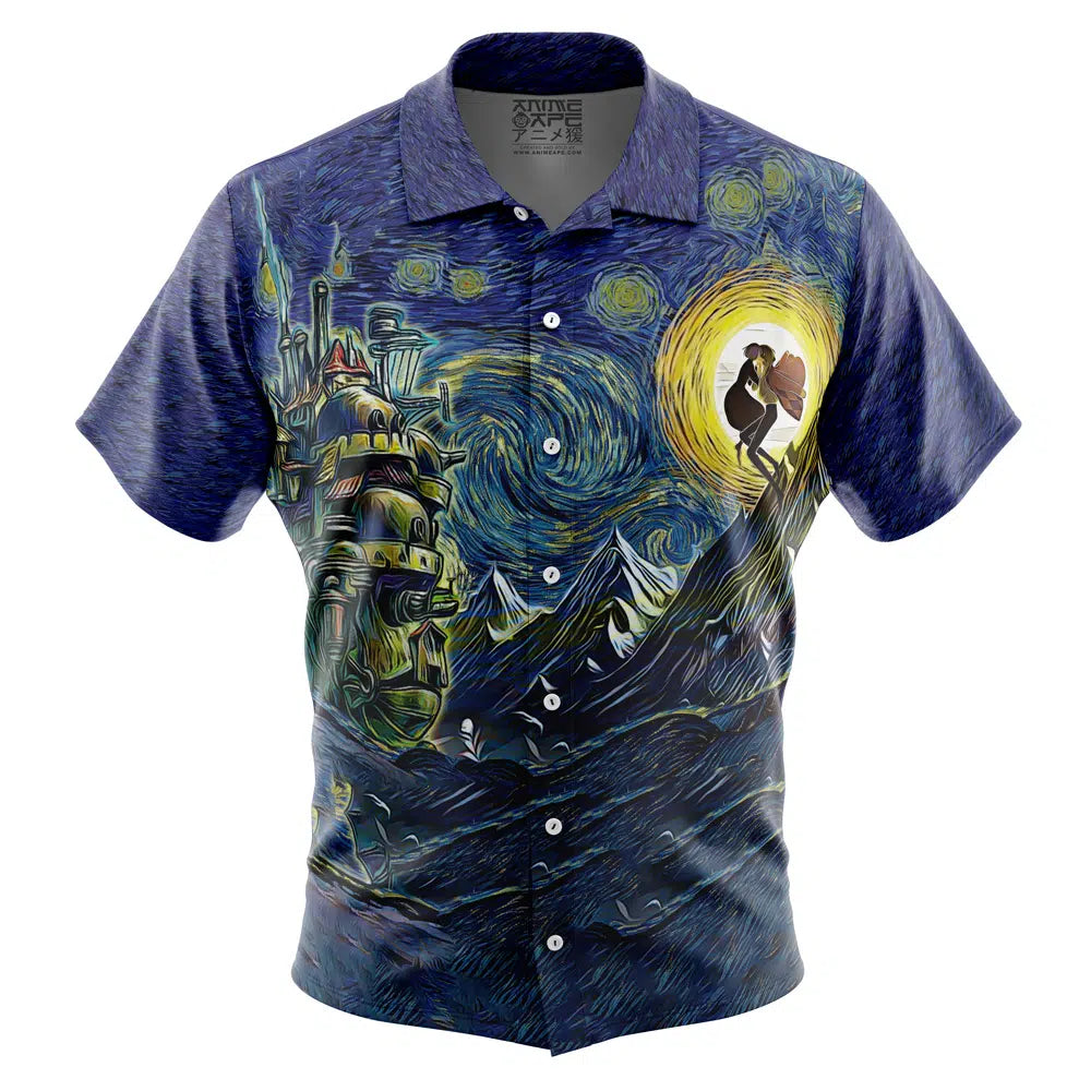 Howl’s Moving Castle Starry Night Studio Ghibli Button Up Hawaiian Shirt
