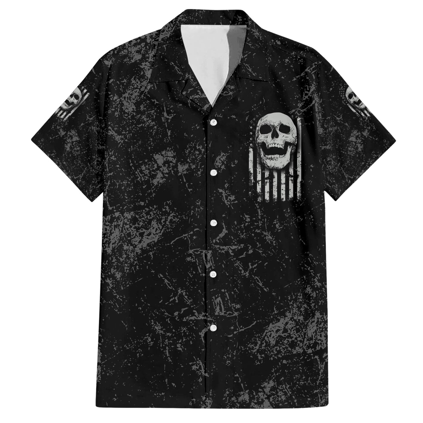 NoClaws Skull Hawaii Shirt Skull IDK IDC IDGAF American Flag Hawaiian Shirt Black Gray Unisex