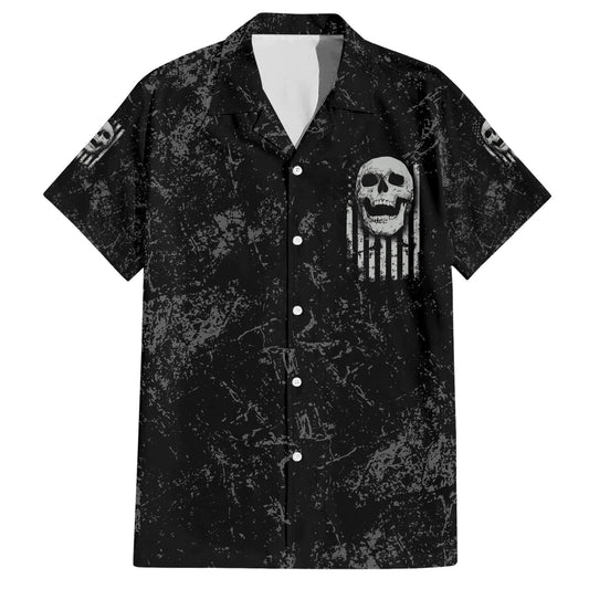 NoClaws Skull Hawaii Shirt Skull IDK IDC IDGAF American Flag Hawaiian Shirt Black Gray Unisex