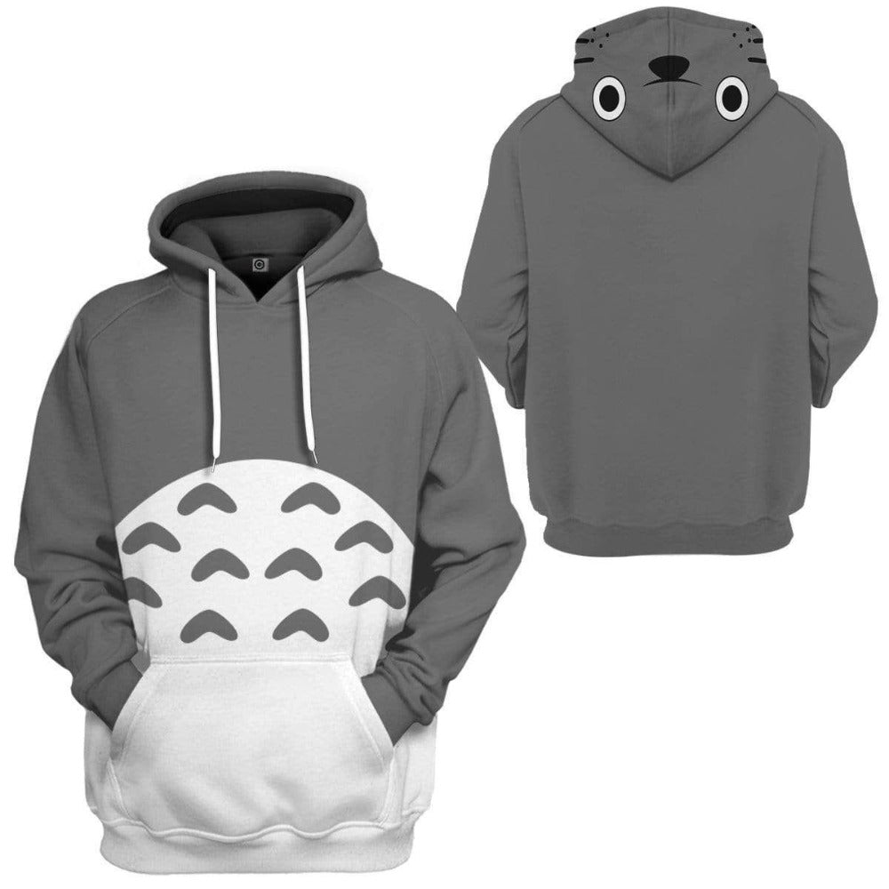 SGhibli Hoodie My Neighbor Totoro Costume Hoodie Gray White Unisex