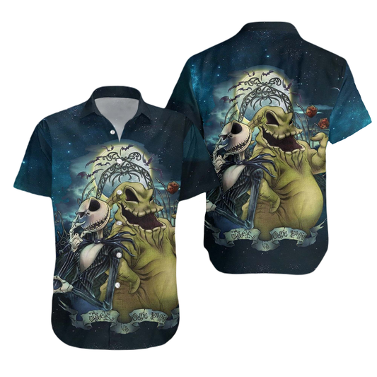 NoClaws The Nightmare Before Christmas Hawaii Shirt Jack Skellington And Oogie Boogie Aloha Shirt Blue Unisex