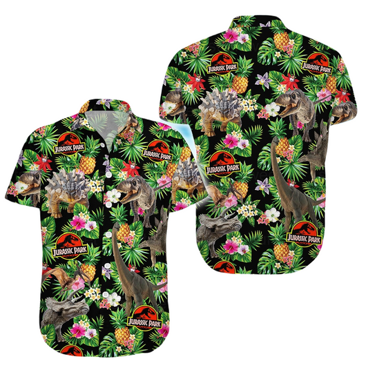 NoClaws Jurassic Park Hawaii Shirt All Types Of Dinosaur Tropical Pattern Hawaiian Shirt Colorful Unisex