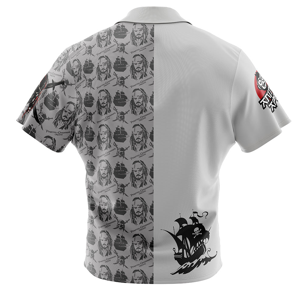 Jack Sparrow Pirates of the Caribbean Button Up Hawaiian Shirt