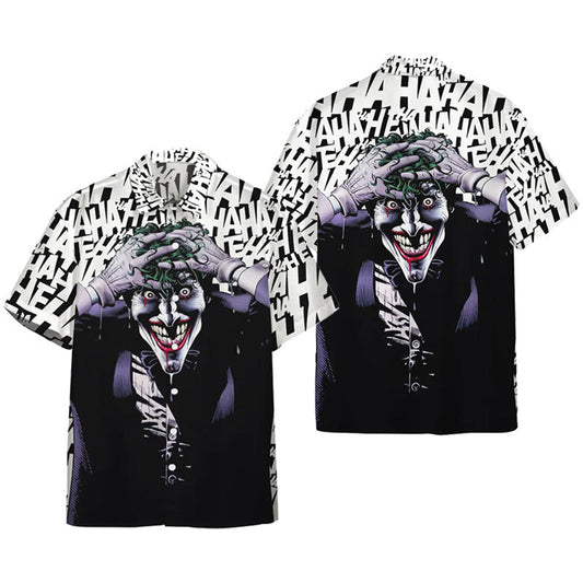 Joker Hawaii Shirt DC Joker Crazy Laughing Ha Ha Ha Hawaiian Shirt White Black Unisex