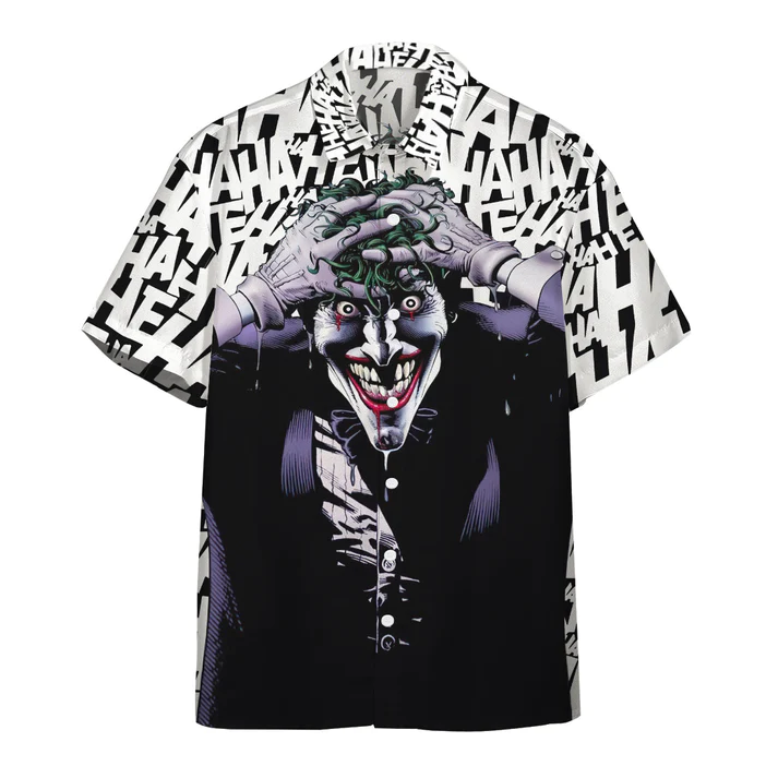 Joker Hawaii Shirt DC Joker Crazy Laughing Ha Ha Ha Hawaiian Shirt White Black Unisex