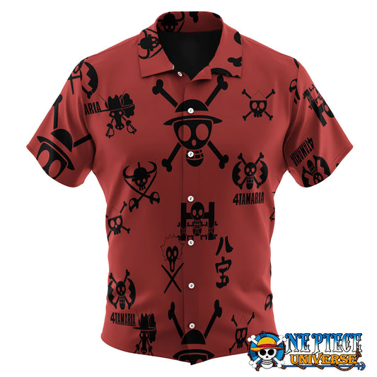One Piece Jolly Roger Red Hawaii Shirt For Sale | One Piece Universe Store