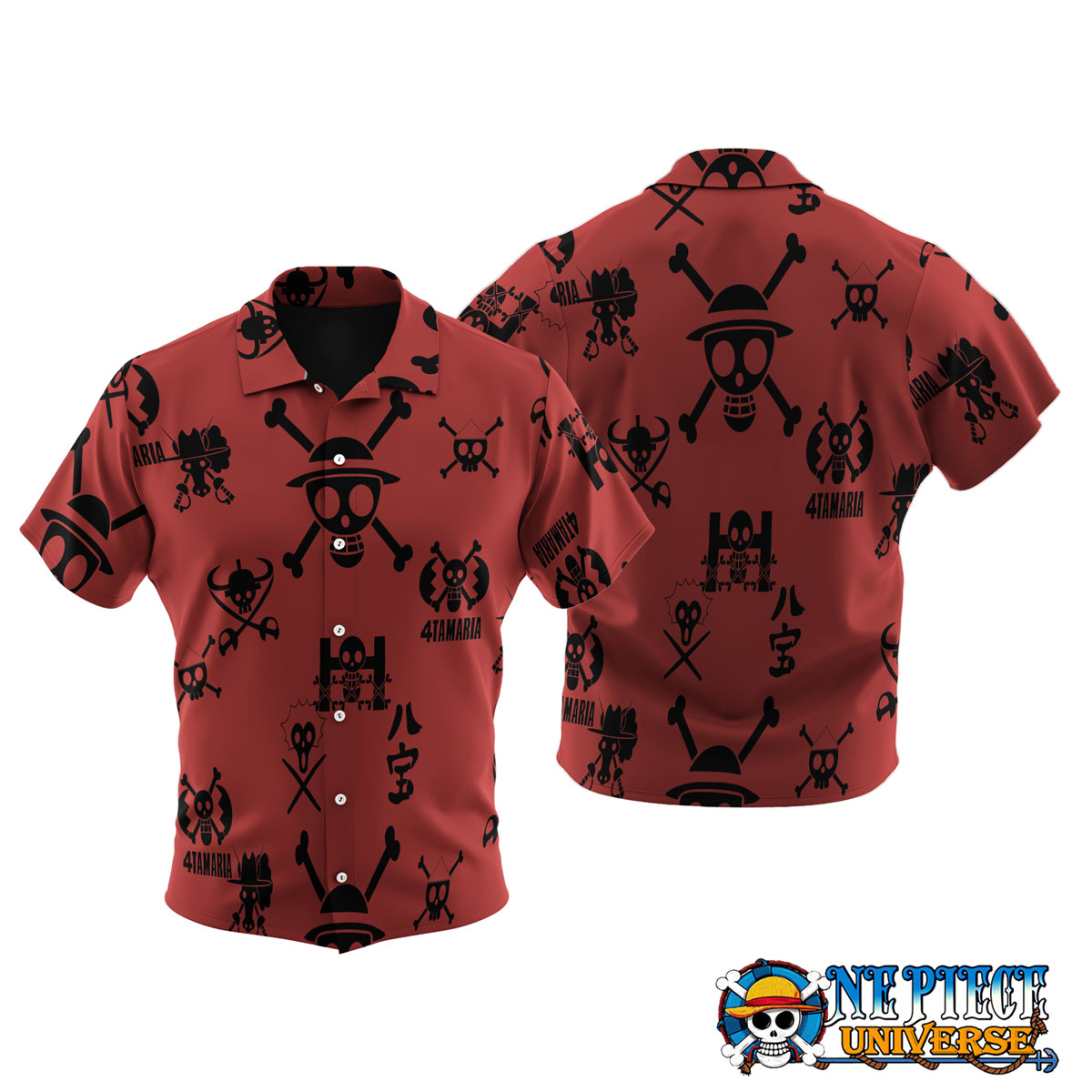 One Piece Jolly Roger Red Hawaii Shirt For Sale | One Piece Universe Store