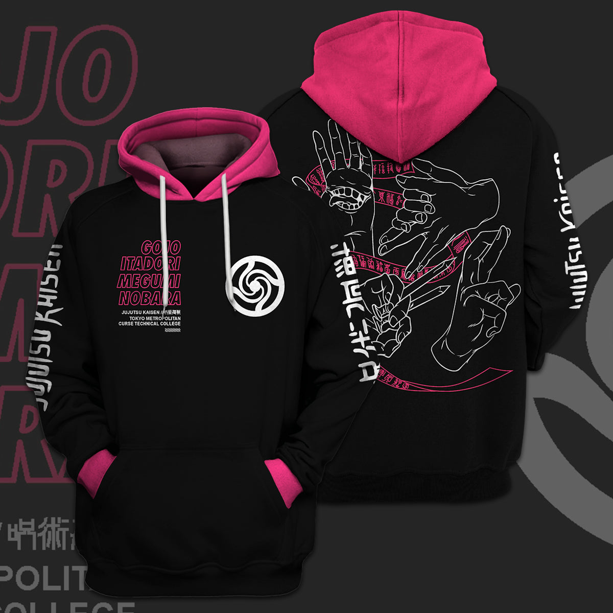 Jujutsu Kaisen Hoodie Jujutsu Kaisen Black Pink Gojo Itadori Hoodie Jujutsu Kaisen Apparel