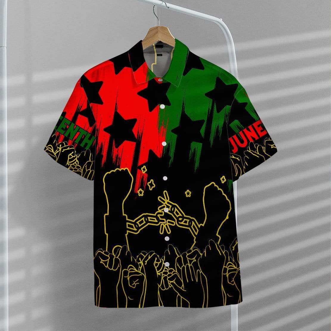 Juneteenth Hawaiian Shirt Break The Chain Black Red Green Hawaii Aloha Shirt