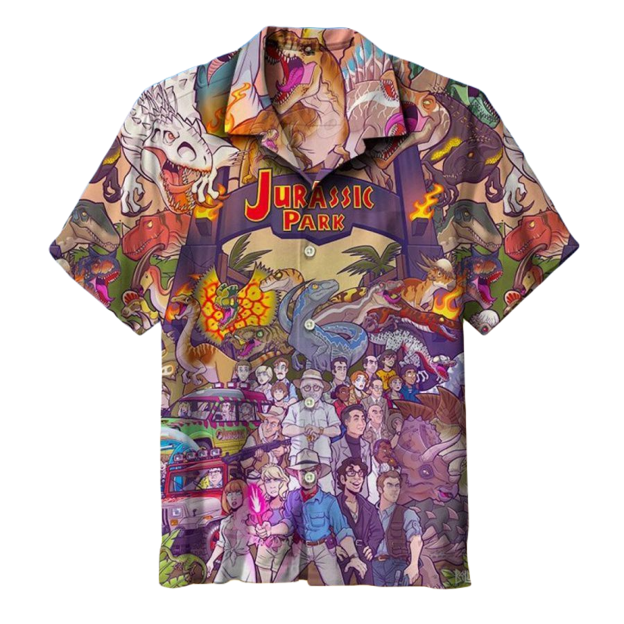 NoClaws Jurassic Park Hawaii Shirt Jurassic Park Cartoon Version Hawaiian Shirt Purple Unisex