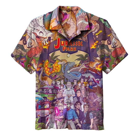 NoClaws Jurassic Park Hawaii Shirt Jurassic Park Cartoon Version Hawaiian Shirt Purple Unisex