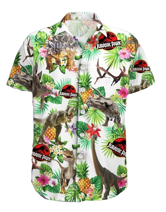 NoClaws Jurassic Park Hawaii Shirt Jurassic Park All Types Of Dinosaur Pineapple Hawaiian Shirt Colorful Unisex