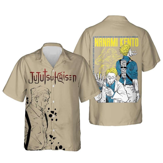 NoClaws Jujutsu Kaisen Hawaii Shirt Kento Nanami Grade 1 Jujutsu Sorcerer Aloha Shirt Brown Unisex