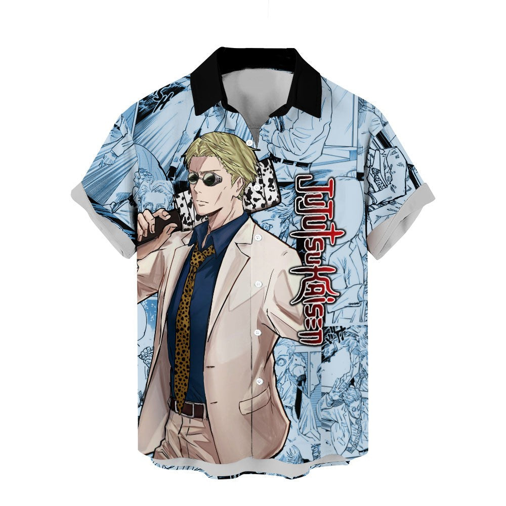 NoClaws Jujutsu Kaisen Hawaii Shirt Kento Nanami Character Manga Style Pattern Aloha Shirt Blue Unisex