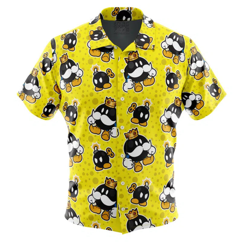King Bob Omb Super Mario Bros Button Up Hawaiian Shirt