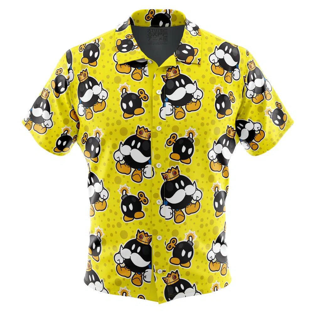 King Bob Omb Super Mario Bros Button Up Hawaiian Shirt