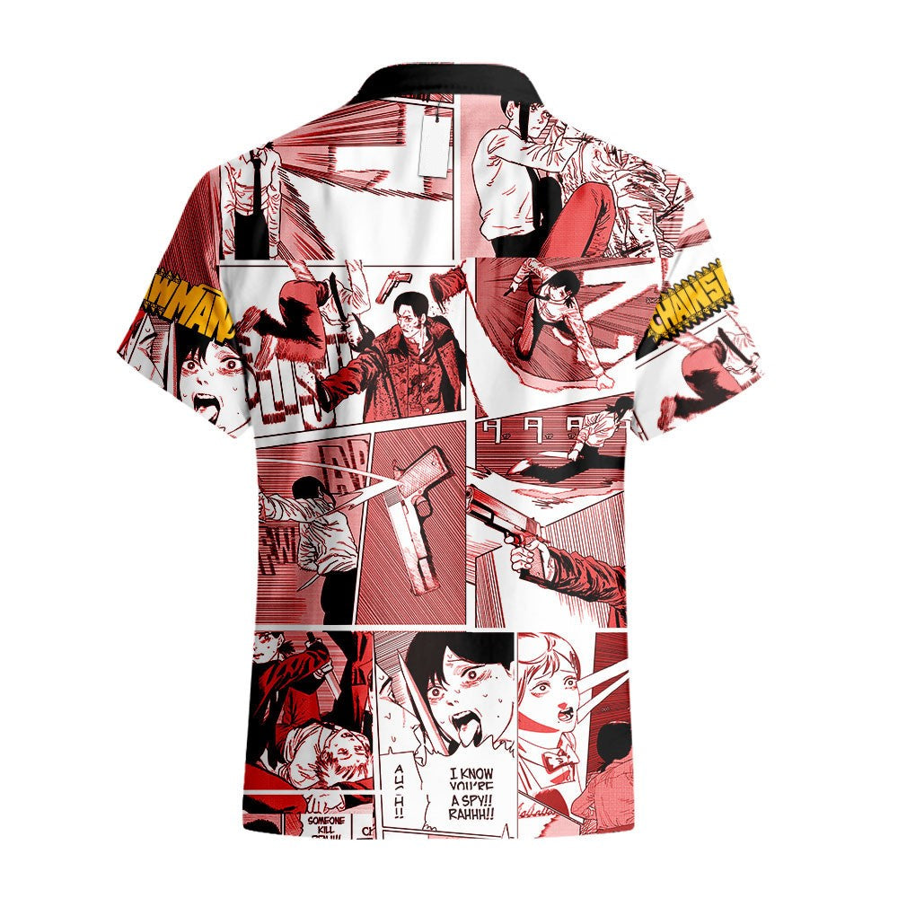 NoClaws Chainsaw Man Hawaii Shirt Kobeni Higashiyama Character Manga Style Pattern Aloha Shirt Red Unisex