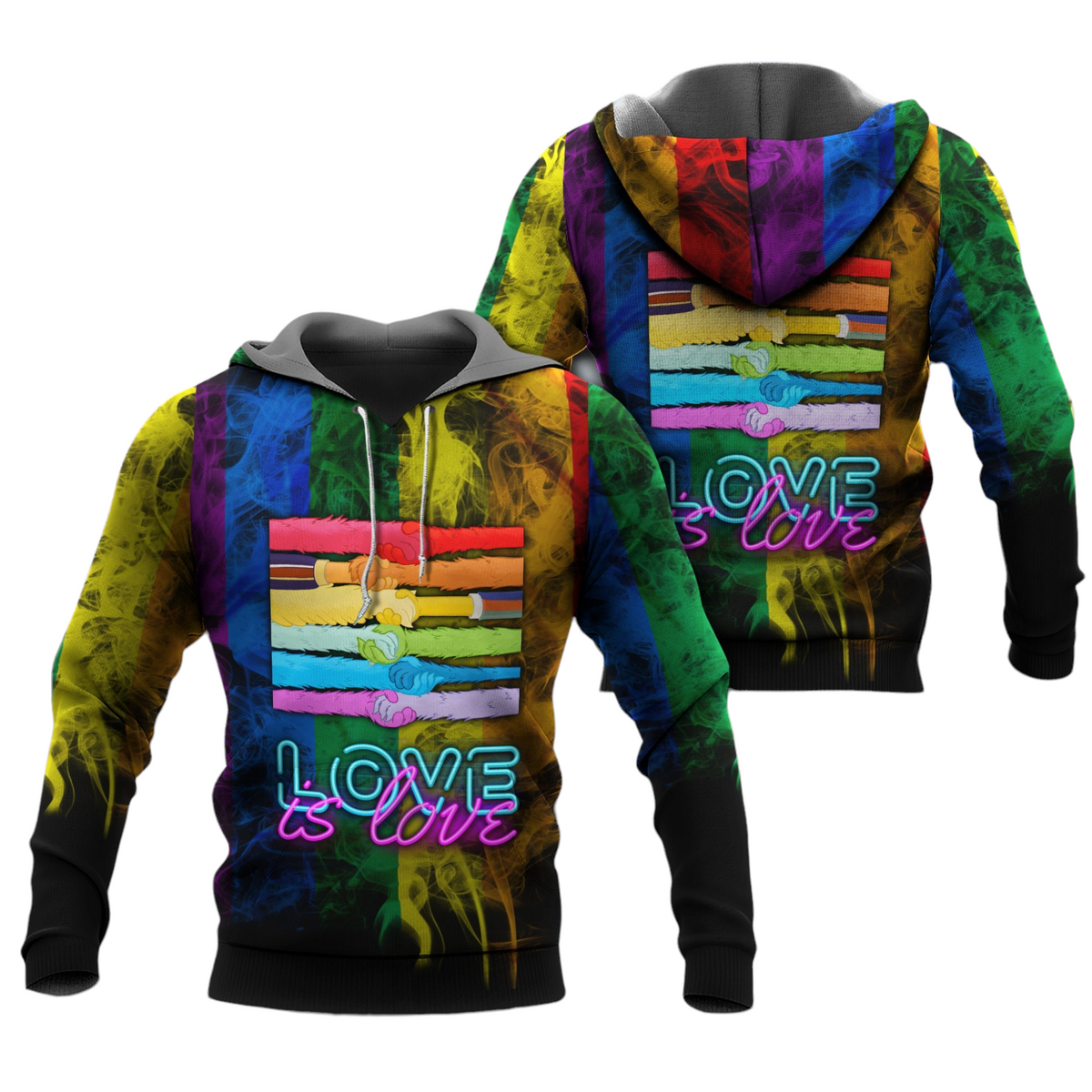 LGBT Hoodie LGBT Love Is Love Smoke Pattern Hoodie Colorful Unisex